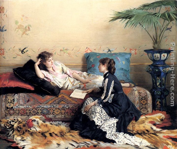 Idle Moments painting - Gustave Leonhard de Jonghe Idle Moments art painting